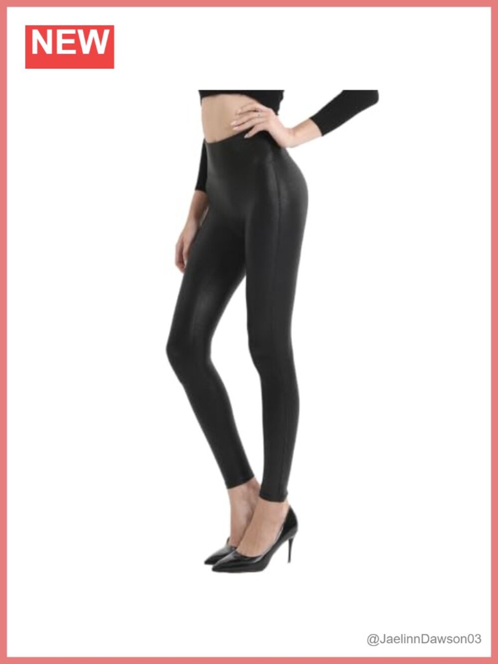 Faux Leather High Rise Skinny Leggings Tummy Control Yoga Pants